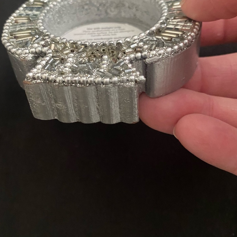 Pier 1 Silver Owl Tea Light Candle Holder - Picture 3 of 3